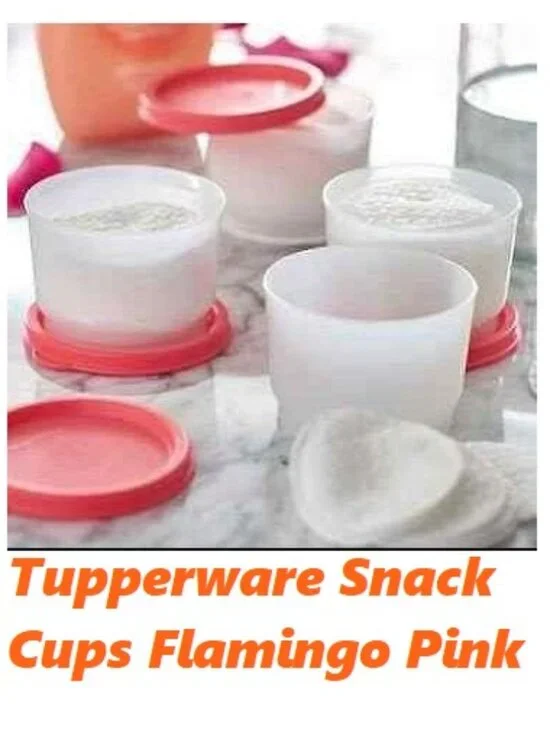 Tupperware Snack Cups 4x 4oz White Containers w/ Red Seals OR Sheer w/Pink Seals - Picture 3 of 12